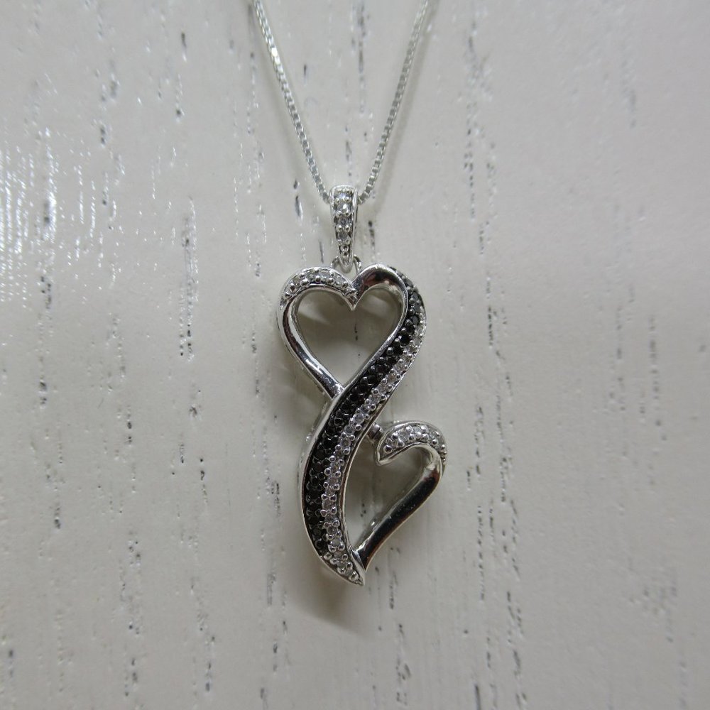 Beautiful Double Heart Black and White Diamonds